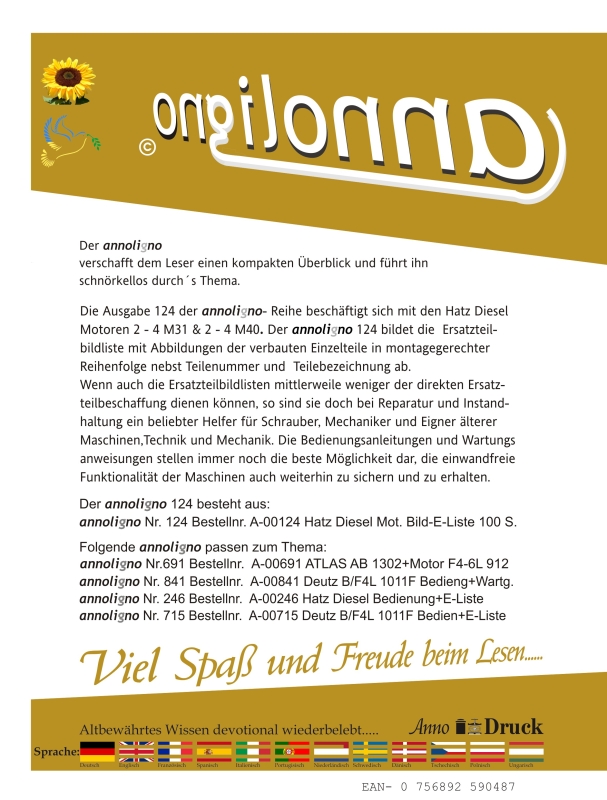 HATZ Diesel Motoren 2-4 M31 & 2-4 M40 Bild- Ersatzteilliste & Explosionszeichnungen  - annoligno 124